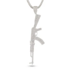 Iced AK-47 Necklace 9 Iced AK-47 Necklace -King Ice Shop iced ak 47 necklace white gold 3 4 king ice 35198842503343