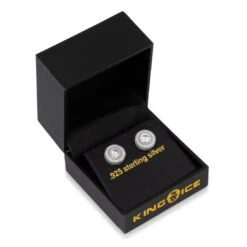 Iced Button Stud Earrings -King Ice Shop iced button stud earrings king ice 30558240538799