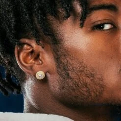 Iced Button Stud Earrings -King Ice Shop iced button stud earrings king ice 32248922112175