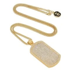 Iced Dog Tag Necklace 18 Iced Dog Tag Necklace -King Ice Shop iced dog tag necklace king ice 30526300094639