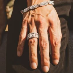 Iced Greek Key Ring 17 Iced Greek Key Ring -King Ice Shop iced greek key ring king ice 30537091514543