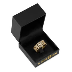 Iced Greek Key Ring 14 Iced Greek Key Ring -King Ice Shop iced greek key ring king ice 30592527368367