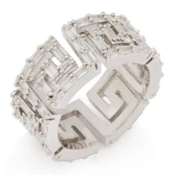 Iced Greek Key Ring 15 Iced Greek Key Ring -King Ice Shop iced greek key ring white gold 7 king ice 30537197486255