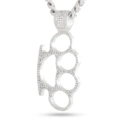 Iced Knuckle Dusters Necklace -King Ice Shop iced knuckleduster necklace white gold 2 king ice 33556943569071