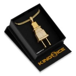 Iced Plug Necklace -King Ice Shop iced plug necklace king ice 30595406823599
