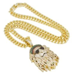 Icy Rasta Lion Necklace -King Ice Shop icy rasta lion necklace 14k gold 2 8 king ice 30599152795823