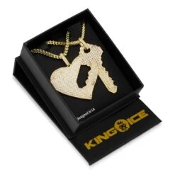 Key To Love Necklace Set -King Ice Shop key to love necklace set 14k gold 2 1 king ice 14886410780726