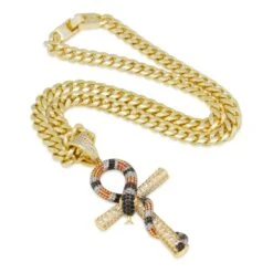 King Snake Ankh Key Necklace -King Ice Shop king snake ankh necklace king ice 30597854494895