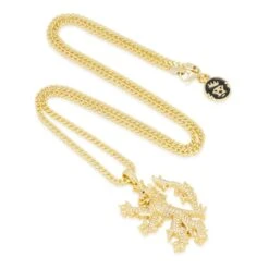 Knight Lion Necklace -King Ice Shop knight lion necklace 14k gold 1 9 king ice 30589224845487
