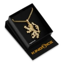 Knight Lion Necklace -King Ice Shop knight lion necklace 14k gold 1 9 king ice 30589225140399