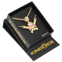 M16 Jolly Roger Necklace -King Ice Shop m16 jolly roger necklace 14k gold 1 5 king ice 30529889304751