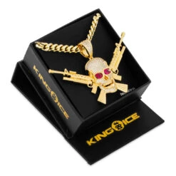 M16 Jolly Roger Necklace -King Ice Shop m16 jolly roger necklace king ice 35366742065327