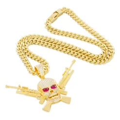 M16 Jolly Roger Necklace -King Ice Shop m16 jolly roger necklace king ice 35366742130863