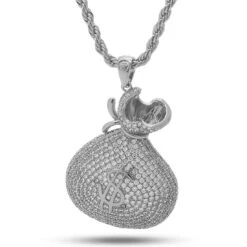 Money Bag Stash Necklace -King Ice Shop money bag stash necklace white gold 2 3 king ice 28424523448495