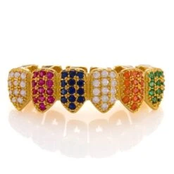 Multi Colored Grillz -King Ice Shop multi colored grillz 14k gold bottom king ice 14882193014838