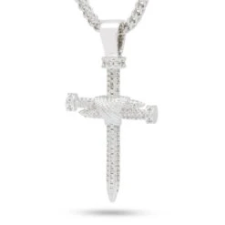 Nail Cross Necklace -King Ice Shop nail cross necklace white gold 2 king ice 30528419594415
