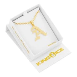Old English Letter "A" Necklace -King Ice Shop old english letter a necklace 14k gold 1 5 king ice 30923132207279