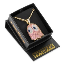 PAC-MAN X King Ice - 3D Pinky Necklace -King Ice Shop pac man x king ice 3d pinky necklace 2 1 14k gold king ice 36320476922031