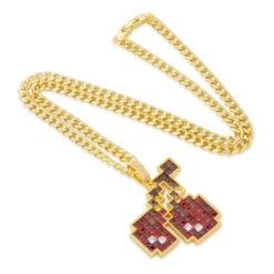 PAC-MAN X King Ice - Pixel Bouncing Cherry Necklace 6 PAC-MAN X King Ice - Pixel Bouncing Cherry Necklace -King Ice Shop pacman x king ice cherries necklace gold plated 14k gold 2 king ice 35372324389039