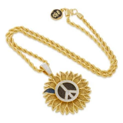 Peace For Ukraine Necklace -King Ice Shop peace for ukraine necklace 14k gold 2 4 king ice 35801402343599