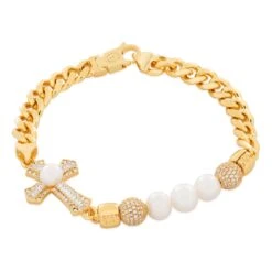 Pearl Of Wisdom Cross Bracelet