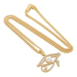 Pearl Of Wisdom Eye Of Ra Necklace -King Ice Shop pearl of wisdom eye of ra necklace king ice 37169228349615