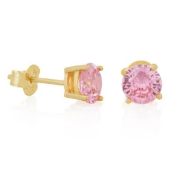 Pink Brilliant-Cut Stud Earrings
