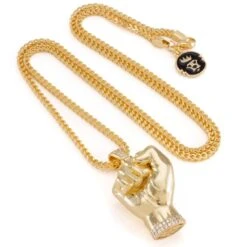Power Fist Necklace -King Ice Shop power fist necklace 14k gold 1 8 king ice 14881222524982
