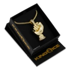 Power Fist Necklace -King Ice Shop power fist necklace 14k gold 1 8 king ice 14892683427894