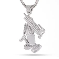 Praying Hands Of Defense Necklace -King Ice Shop praying hands of defense necklace white gold 1 9 king ice 35226462191791