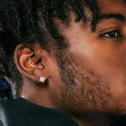 Princess-Cut Stud Earrings -King Ice Shop princess cut stud earrings king ice 32248864833711