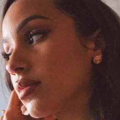 Roses Are Red Stud Earrings -King Ice Shop roses are red stud earrings sterling silver rose gold 12mm king ice 30923115626671