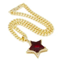 Ruby Star Necklace 7 Ruby Star Necklace -King Ice Shop ruby star necklace 14k gold 2 2 king ice 14869241724982