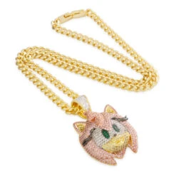 Sonic The Hedgehog X King Ice - Amy Necklace -King Ice Shop sonic the hedgehog x king ice amy necklace gold plated 14k gold 2 king ice 34895222833327