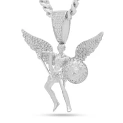 St. Michael The Archangel Necklace 12 St. Michael The Archangel Necklace -King Ice Shop st michael the archangel necklace white gold 2 7 king ice 30590697636015