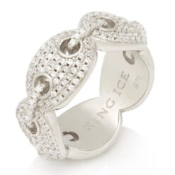 Sterling Silver G-Link Ring -King Ice Shop sterling silver g link ring white gold 9 king ice 30528810156207
