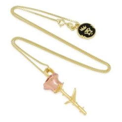 Sterling Silver Roses Are Red Necklace -King Ice Shop sterling silver roses are red necklace 14k gold 1 6 king ice 30549548105903