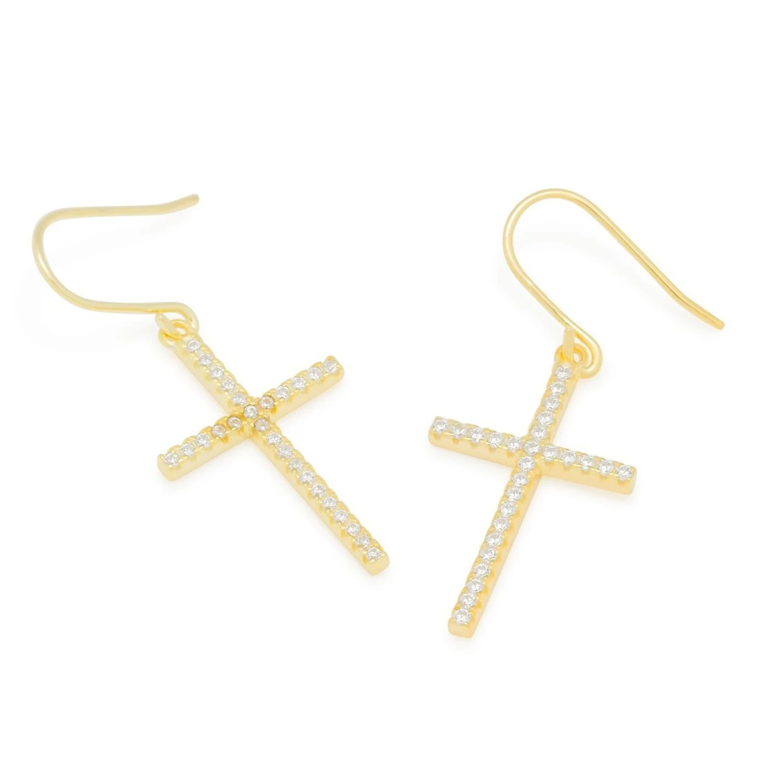 Thin Hanging Cross Earrings 2 Thin Hanging Cross Earrings - Image 2