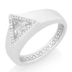 Trillion-Cut Signet Ring -King Ice Shop trillion cut signet ring sterling silver white gold 7 king ice 33838476722351