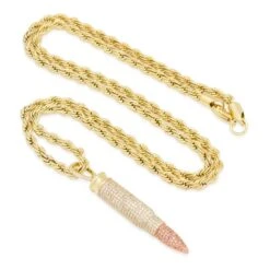 Two-Tone .223 Caliber Bullet Necklace 7 Two-Tone .223 Caliber Bullet Necklace -King Ice Shop two tone 223 caliber bullet necklace two tone king ice 14884494475318