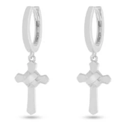 Wrapped Cross Earrings -King Ice Shop wrapped cross earrings sterling silver white gold 1 2 king ice 32236737724591