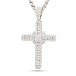 Wrapped Cross Necklace 12 Wrapped Cross Necklace -King Ice Shop wrapped cross necklace white gold 2 4 king ice 30592124027055
