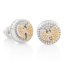 Wu-Tang X King Ice - 10mm Wu-Tang Logo Earrings -King Ice Shop wu tang x king ice 10mm wu tang logo earrings sterling silver white gold 10mm king ice 36398643609775